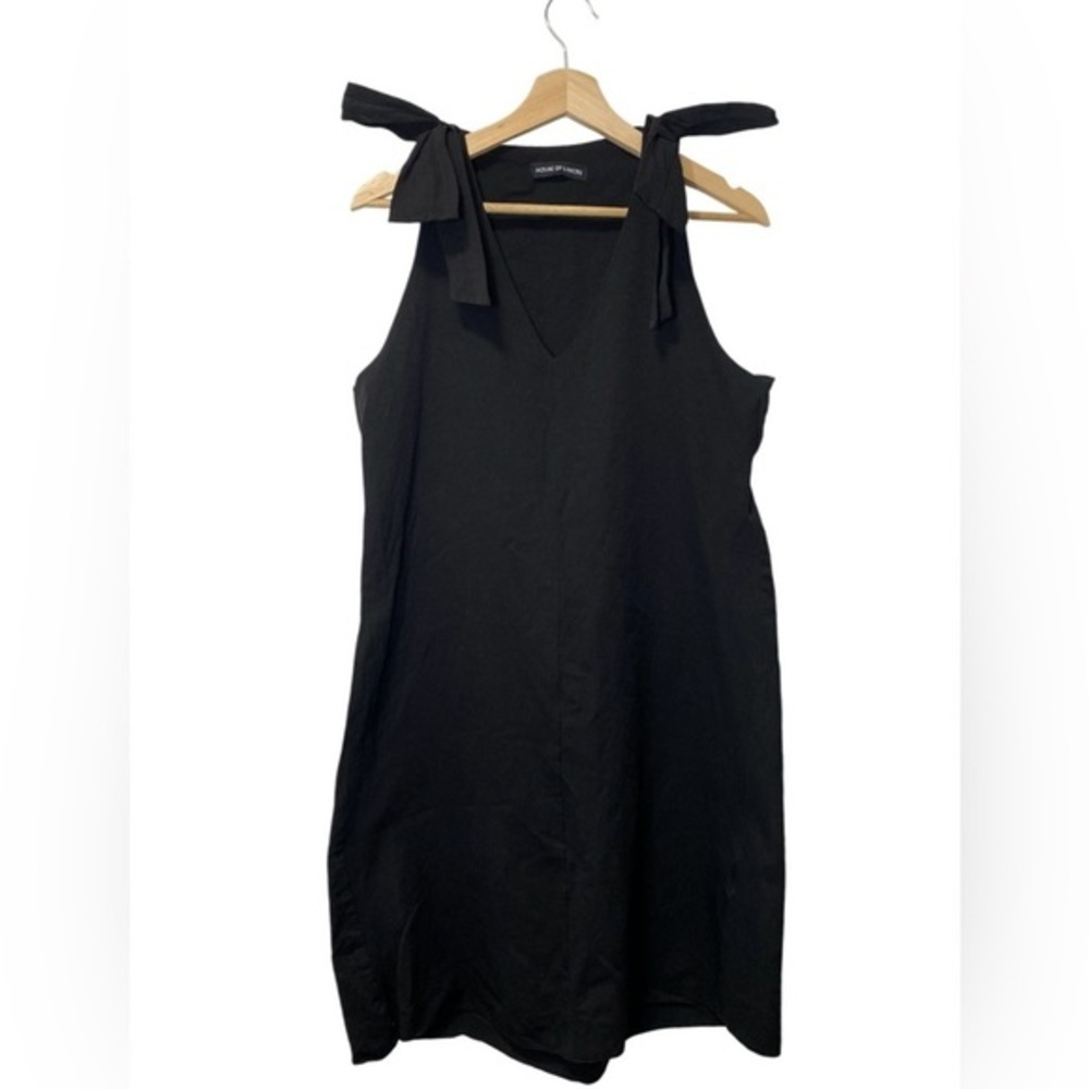 House of Lancry Black Ribbon Shoulder Dress size M approx Made in London